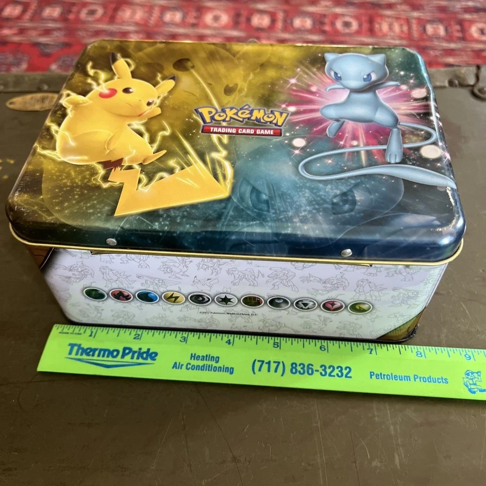 Pokemon Pikachu Mew Trading Card Game Empty Metal Box Lunchbox 2017 Tin